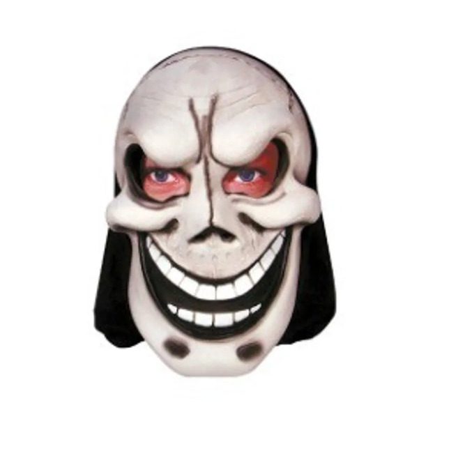Máscara Látex Caveira Sarcástica com Capuz